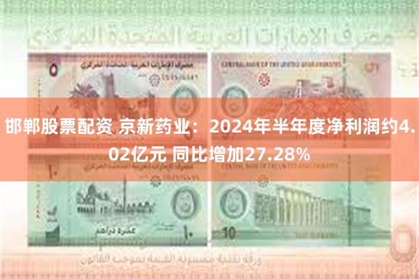 邯郸股票配资 京新药业：2024年半年度净利润约4.02亿元 同比增加27.28%