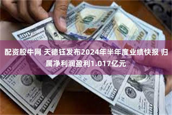 配资股牛网 天德钰发布2024年半年度业绩快报 归属净利润盈利1.017亿元