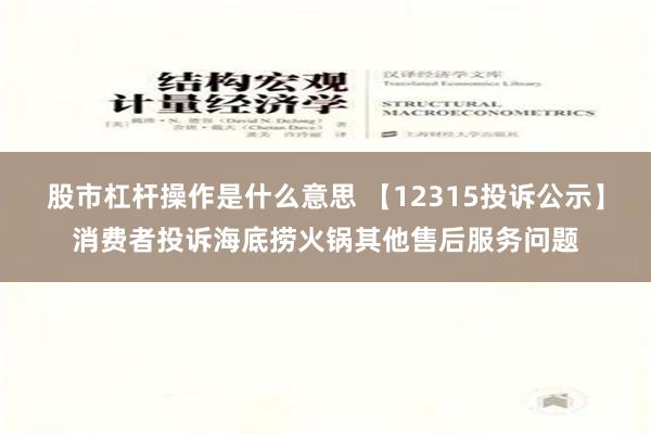 股市杠杆操作是什么意思 【12315投诉公示】消费者投诉海底捞火锅其他售后服务问题