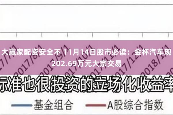 大赢家配资安全不 11月14日股市必读：金杯汽车现202.69万元大宗交易